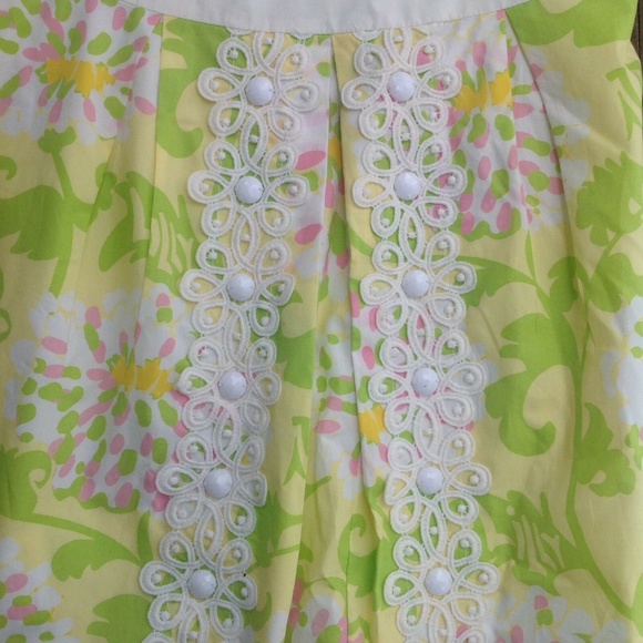 Lilly Pulitzer JUBILEE Floral In The Leaves Strapless Dress Sz 2 Beaded Crochet - Picture 3 of 5